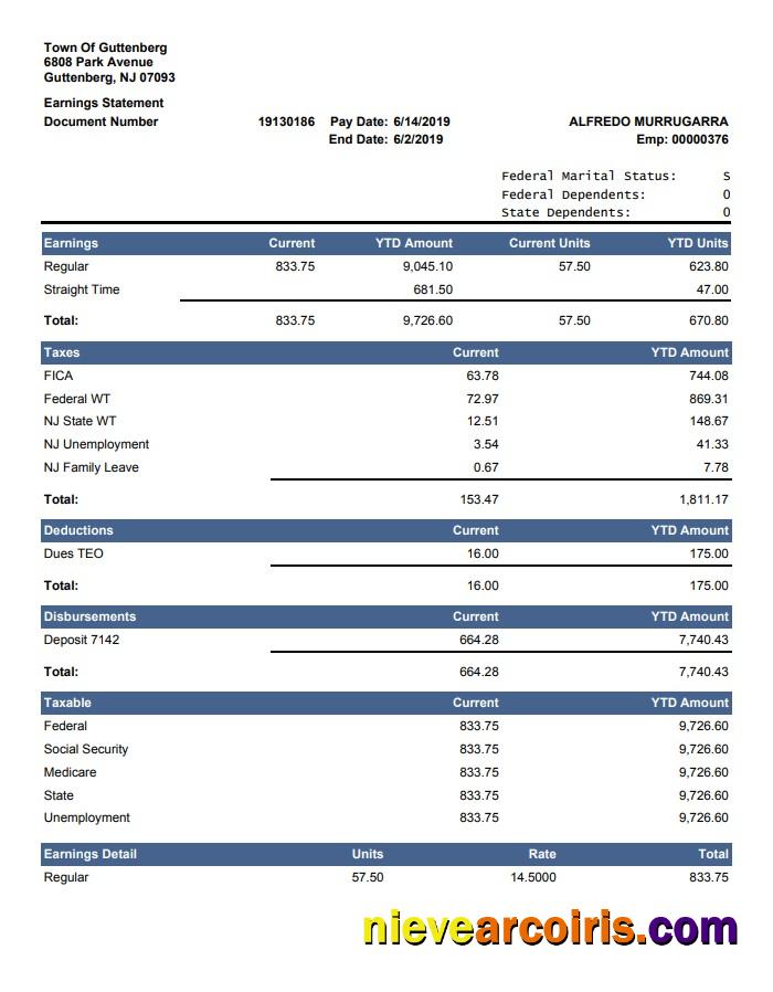Current YTD Amount earnings statement